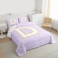 thumbnail image 3 of Feelyou Cartoon Initial Letter Bedding Comforter Set, Kawaii Monogrammed D Twin Comforter Sets, Dreamy Purple Stripes Reversible Bedding Set, Microfiber Bedroom Decor, 2 Pieces, 3 of 8
