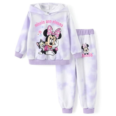 Disney Girls Hoodies Minnie Graphic Sweatshirts and Joggers Pants 2Pcs School Outfits Set Big Kids 6-7Y