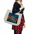 thumbnail image 2 of Venice Shopping Bag, View on Grand Canal from Rialto Bridge at Dusk European Italy Scenery Print, Eco-Friendly Reusable Bag for Groceries Beach and More, 15.5" X 14.5", Cream, by Ambesonne, 2 of 2