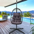 thumbnail image 3 of SEGMART Outdoor Hanging Egg Chair with Stand, Wicker Hanging Swing Chair with Steel Frame and UV Resistant Cushion, Hammock Basket Egg Chair, 350lbs Capacity for Indoor Outdoor Yard Balcony Patio, 3 of 9