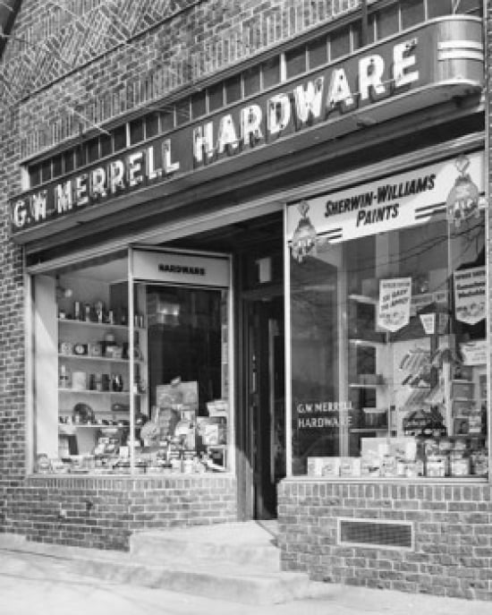 Facade of a hardware store Poster Print