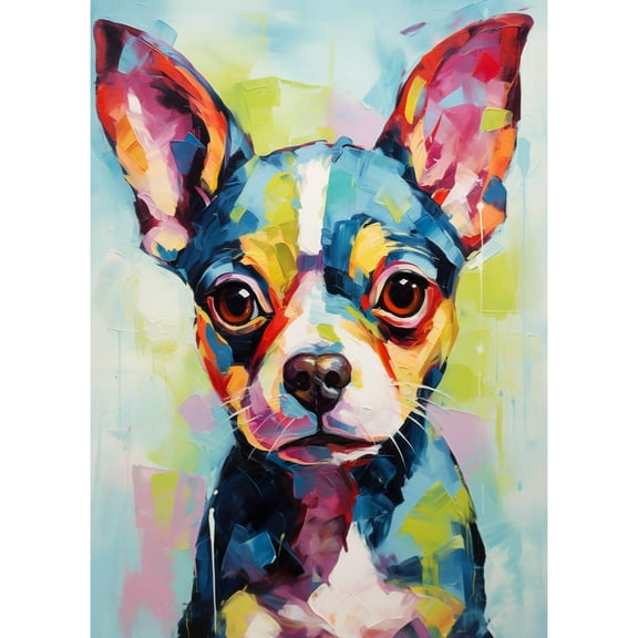 Cute Colored Chihuahua Dog DIY 5D Diamond Art Paint with Full Drill Round Diamond Gems Painting by Number Kits for Adults Art Craft Home Wall Decor 11.8x15.8in