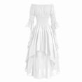 thumbnail image 4 of Women Halloween Waist Cinching Dress Off Shoulder Cutout Sleeve Gothic Ruffle Tiered Midi Dress Court Style Holiday Dress Multi-Color Vintage Slim Casual Slips, 4 of 5