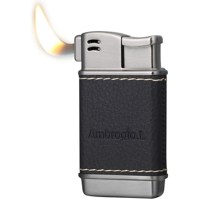 LAICAIW Pipe Lighter - Genuine Leather Soft Flame Refillable Butane Lighters for Men