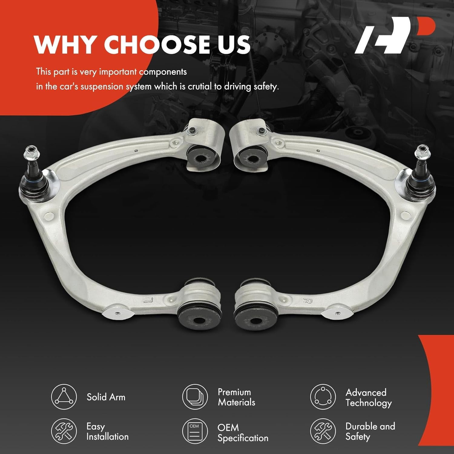 A-Premium 2 x Front Upper Control Arm with Ball Joint Compatible with Chevrolet Silverado 1500 2019-2023, Tahoe/Suburban 2021-2023 & GMC Sierra 1500, Yukon, Yukon XL & Cadillac Escalade, Escalade ESV