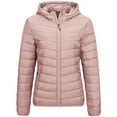 thumbnail image 6 of Women's Packable Puffer Jacket Lightweight Full Zip Long Sleeve Hooded Down Jacket with Pocket Casual Solid Color Winter Warm Outwear, 6 of 8