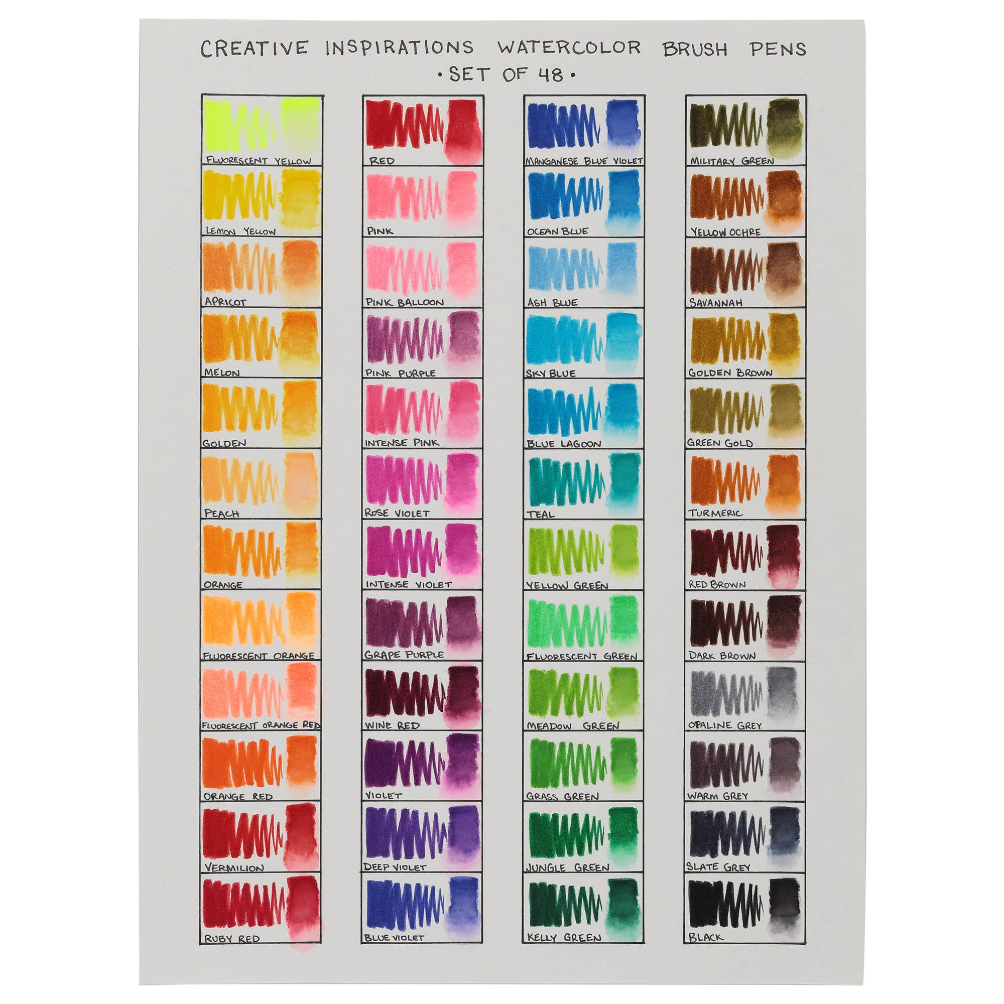 Creative Inspirations Watercolor Brush Pen Set - Water-Soluble Pens for Painting and Coloring - Set of 48 Assorted Colors