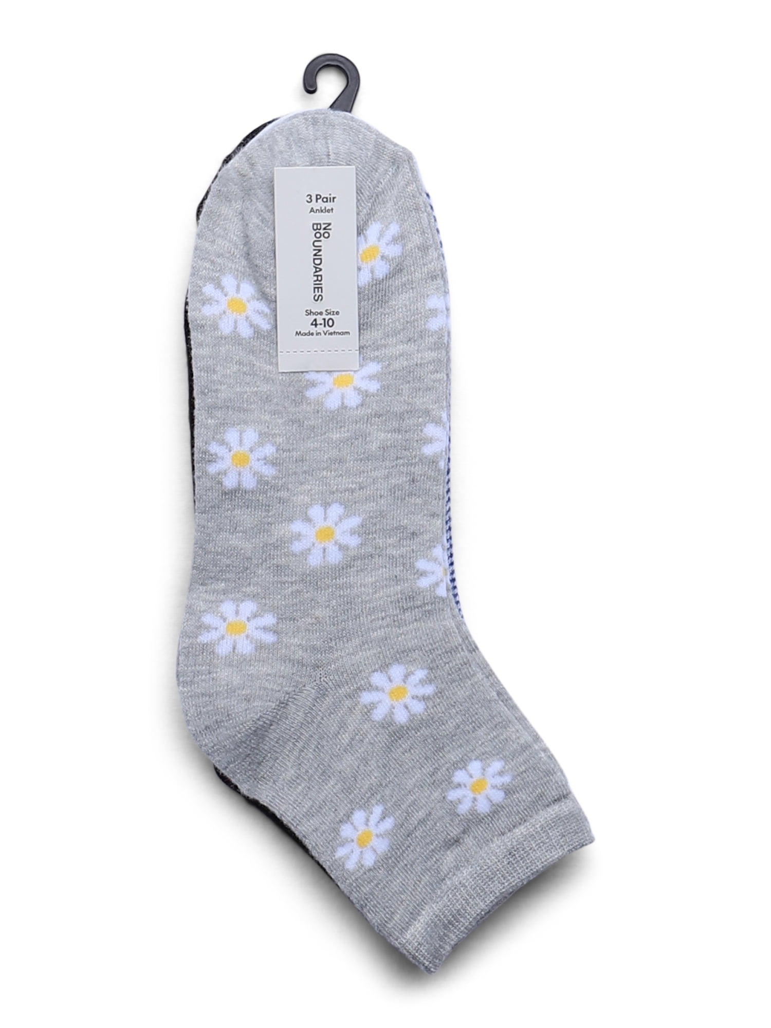 No Boundaries Ankle Socks, 3-Pack, Women's, Size 4-10