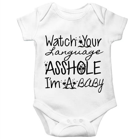 

YCICIVDee Baby Bodysuit Watch Your Language/Unisex Funny Cute Infant Creeper 9-12 Months White Short Sleeve