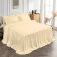 thumbnail image 3 of 4 Piece Long Ruffle Sheet Set, 25" Inch Long Ruffle On Corner Of The Flat Sheet, 18 Inch Deep Pocket, 100% Egyptian Cotton, 800 TC, Twin XL Size, Solid Ivory, 3 of 9