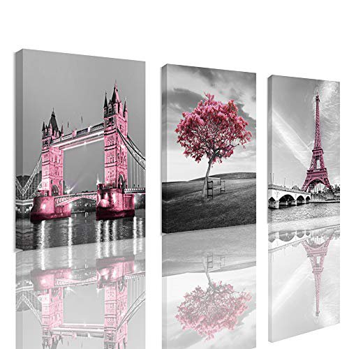 Decor For Bedroom For Girls Pink Paris Theme Room Decor Wall Art Canvas Black And White Art Eiffel Tower Pictures Decorations Tower Paris Eiffel Tower Painting Framed 12 X16 X3panles Walmart Com Walmart Com