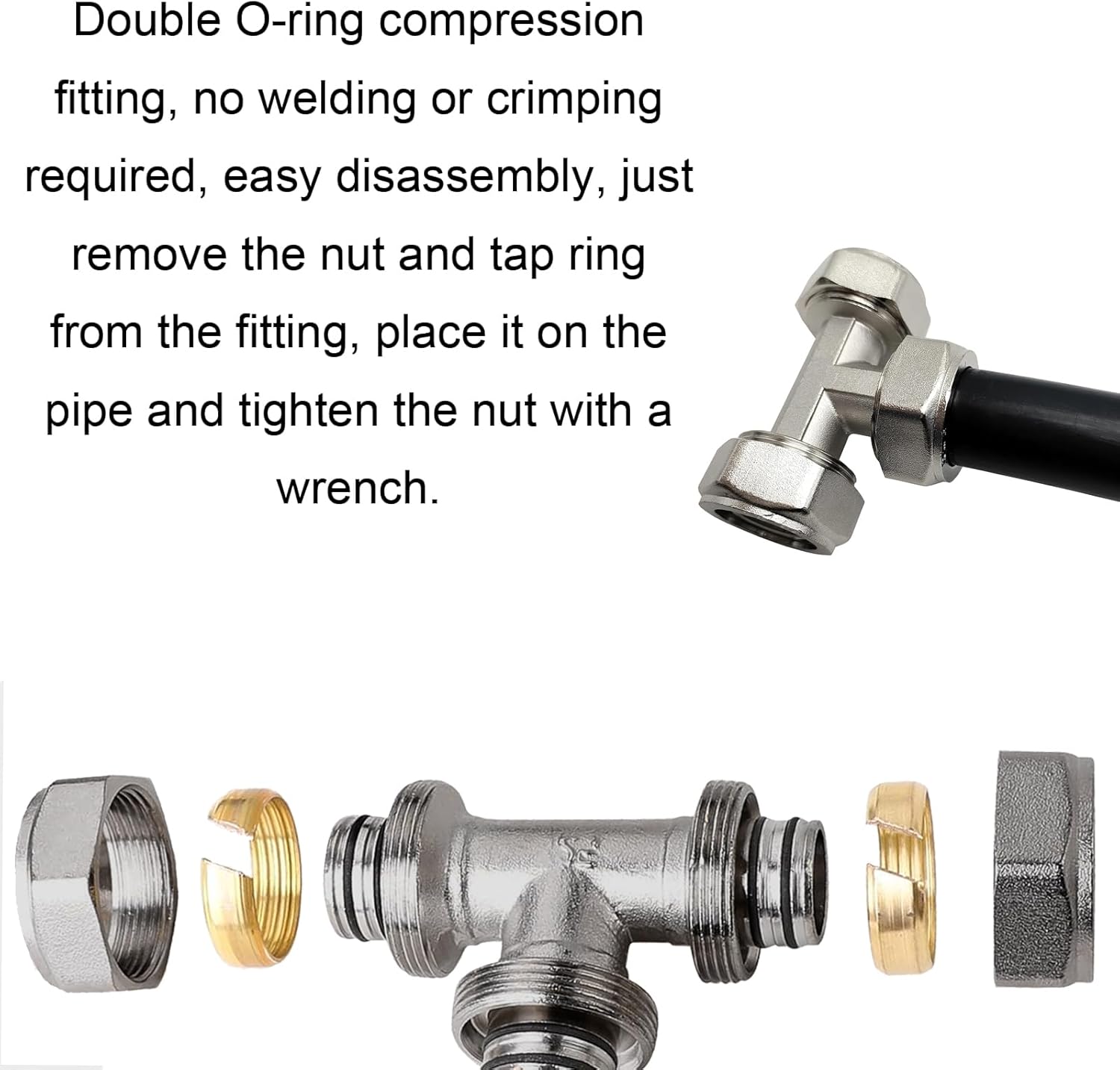 Air Compressor Hose 3/4" Air Fittings Kit, 3PCS 3/4-inch Tee Air Line Fittings and 6PCS 3/4-inch Equal Elbow Air Line Fittings Fit for Shop Air Line Kit 3/4 inch
