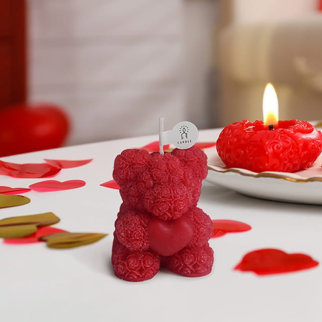 Xihbxyly Vela de Oso Rosa, Elegante Decoración Aromática, Cera Natural de Larga Duración, Regalo Versátil para Cualquier Ocasión, Cenas Románticas o Sesiones de Spa, Diseño de Combustión Limpia y Seg