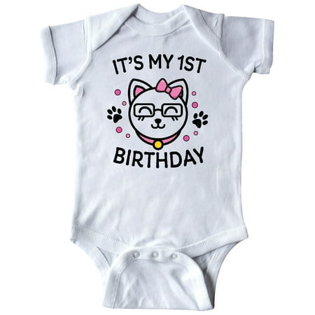 

Inktastic Its My 1st Birthday with Cat in Glasses Gift Baby Girl Bodysuit