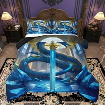 Homewish Animal Blue Dragon Boy 2pcs Bedding Comforter Set,Abstract Lightsaber Twin Comforter Sets,Magical Wildlife Breathable Bedding Set,Luxury Bedroom Decor,Reversible