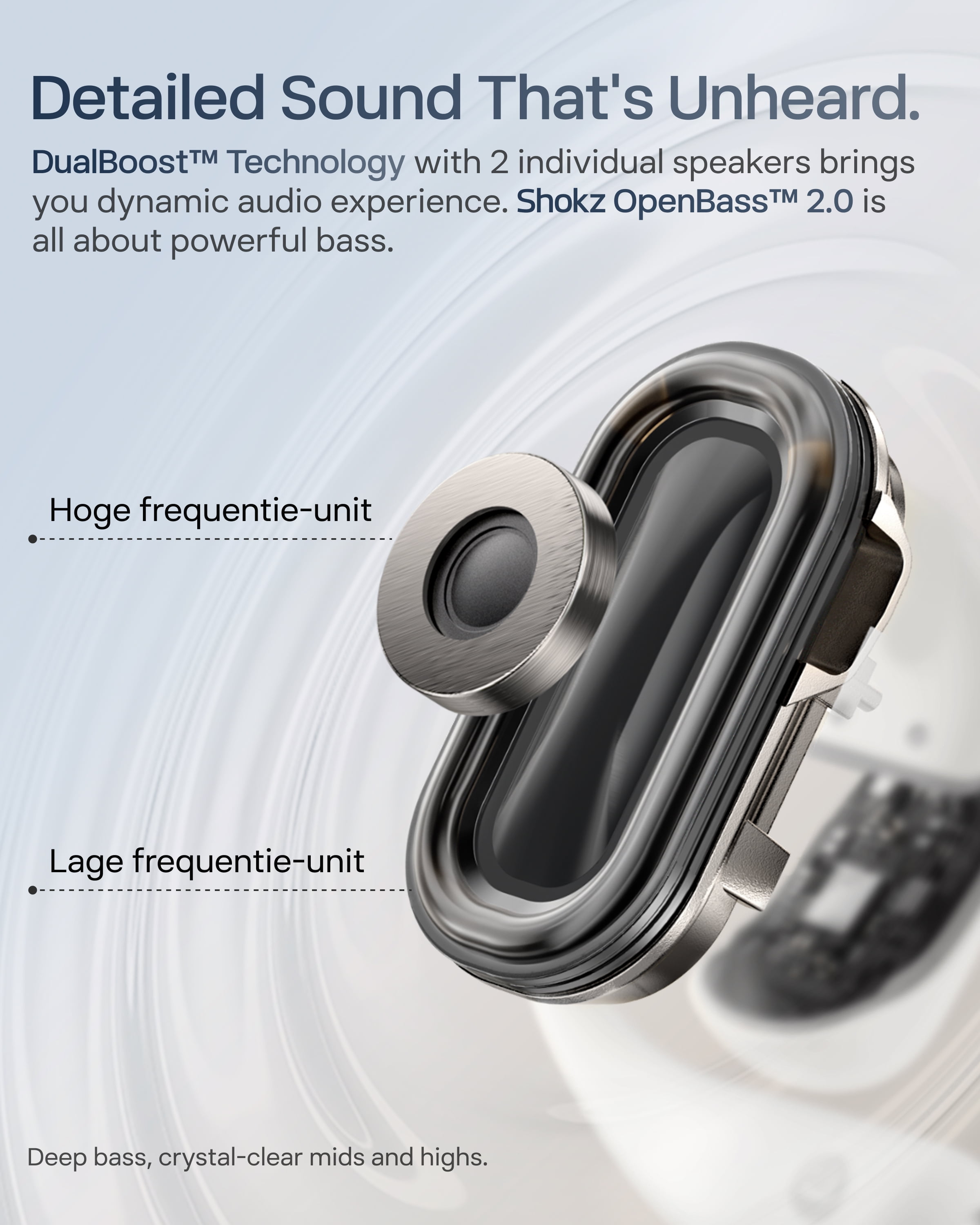 SHOKZ New OpenFit 2+ Open-Ear Headphones, Dolby Audio Enabled, Comfortable Earbuds with Soft Ear Hooks, 48H Playtime, IP55 Water-Resistant, USB-C Fast Charging, Wireless Charging, Gray