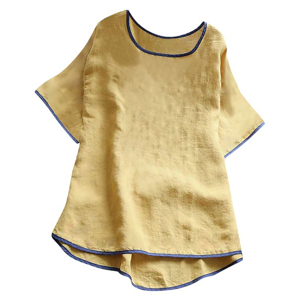 Gibobby Playera de Manga Corta con Cuello Redondo Blusa básica fiesta con cuello redondo para mujer(Amarillo,G)