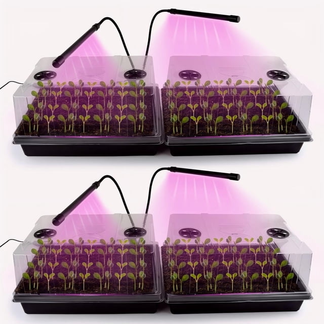 Seed Starter Tray with DomeSets XL Cell Seedling Trays(Total Cells) Plant Germination Tray with Humidity Vented Lid and Base Mini Propagator Plant house for Seed Growing
