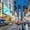Iconic NY Times Square, variant on Elephant Stock Moroccan Blue Street Wall Art - Horizontal Multi Panel Canvas - Living Room Wall Decor - Architecture Multi Panel - Blue And Purple Decor - 33" x 20"