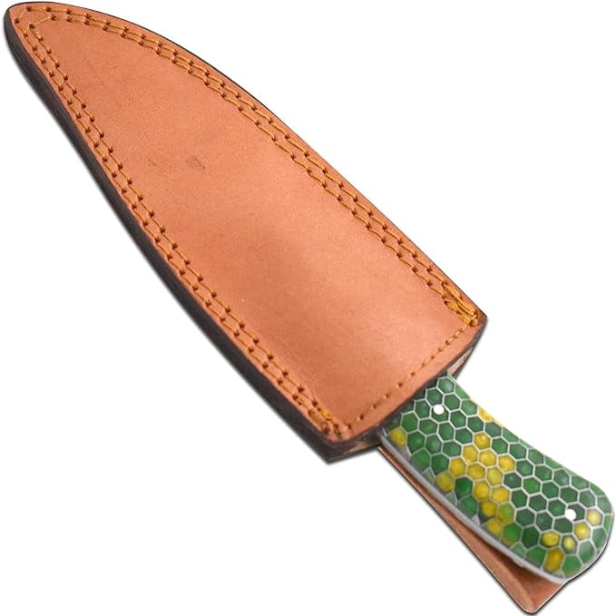 Wild Turkey Handmade 9.5" Green Viper Handle Damascus Outdoor Hunting Knife