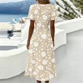 thumbnail image 7 of Long Dresses for Women Summer Wrap V-Neck Short Sleeve Vintage Dress Evening Party Beach Vation Sundress, 7 of 7