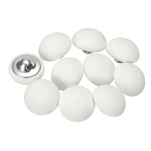Uxcell 10pcs 24L Fabric Cloth Covered Button 15mm 5/8" Metal Shank Round Sewing DIY Buttons Craft Replacement Button for Sewing Clothing Suits Coats Blouses Sweaters, Cream White
