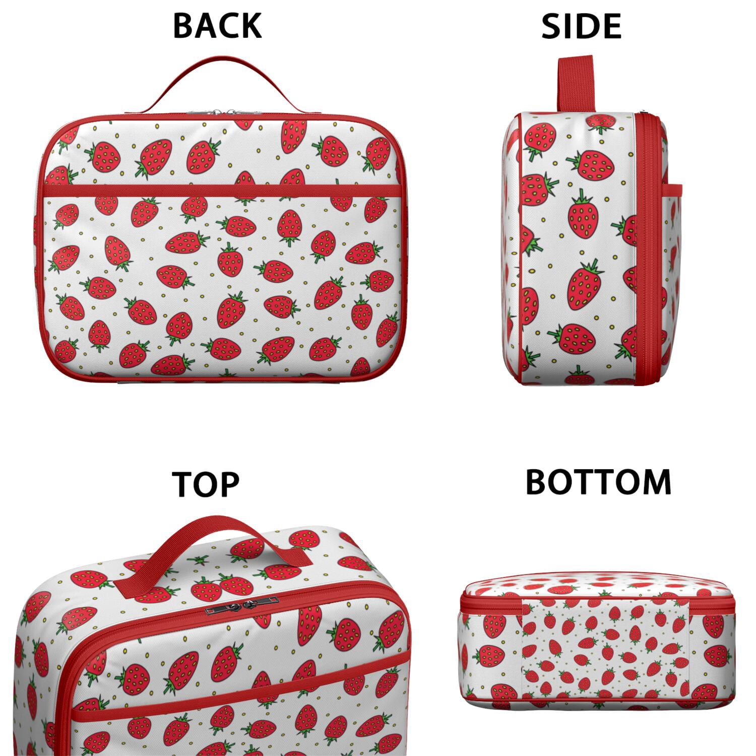 Lightweight Insulated Lunch Bag with Strawberry Strawberries Cute Red Sweet Kawaii Fruity Strawberry Lover I Love Strawberries Fruit Fresh Summer Red Berry Berry Berries Flowers Designs – Durable Lun