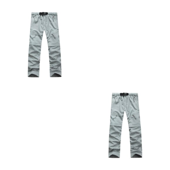 Sonducket Pantalones de verano para hombre, pantalones largos desmontables para viajar, acampar, niños, escalada, montañismo, cintura gris claro S 2piezas