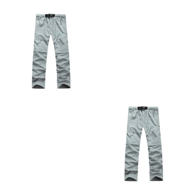 Sonducket Pantalones de verano para hombre, pantalones largos desmontables para viajar, acampar, niños, escalada, montañismo, cintura gris claro S 2piezas