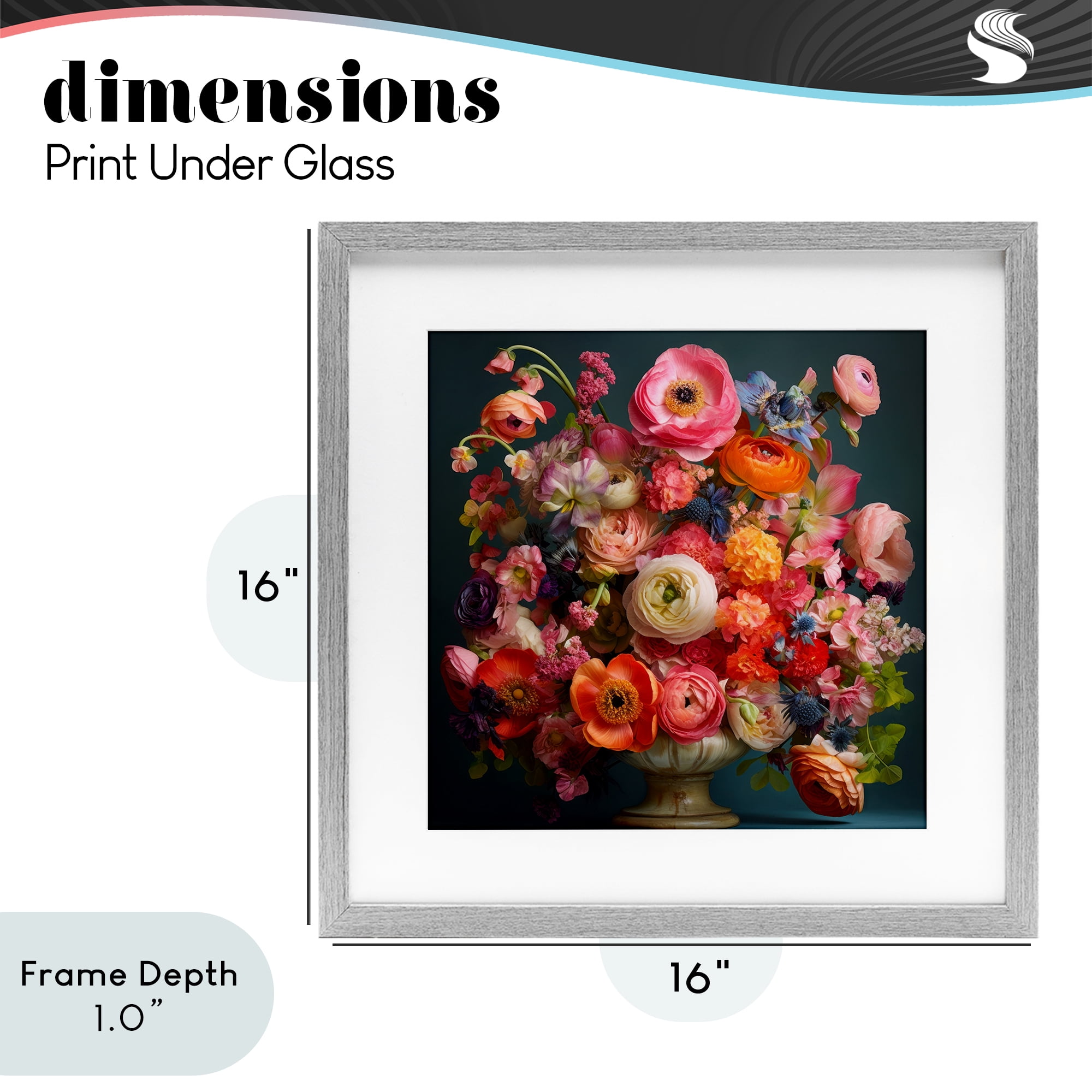 Stupell Industries Harmonious Mixed Peonies Gray Framed Print Under Glass, design by Lazar Studio