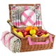 thumbnail image 1 of Cesta de picnic HYBDAMAI de mimbre para 4 personas con manta y nevera rosa, 1 of 9