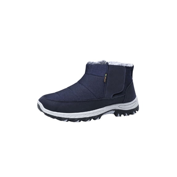 Knivor Men High-top Winter Snow Boots Hook & Loop Slip-Resistant Cushion Wearproof Sole Faux Fur Warm Outdoor Winter Shoes