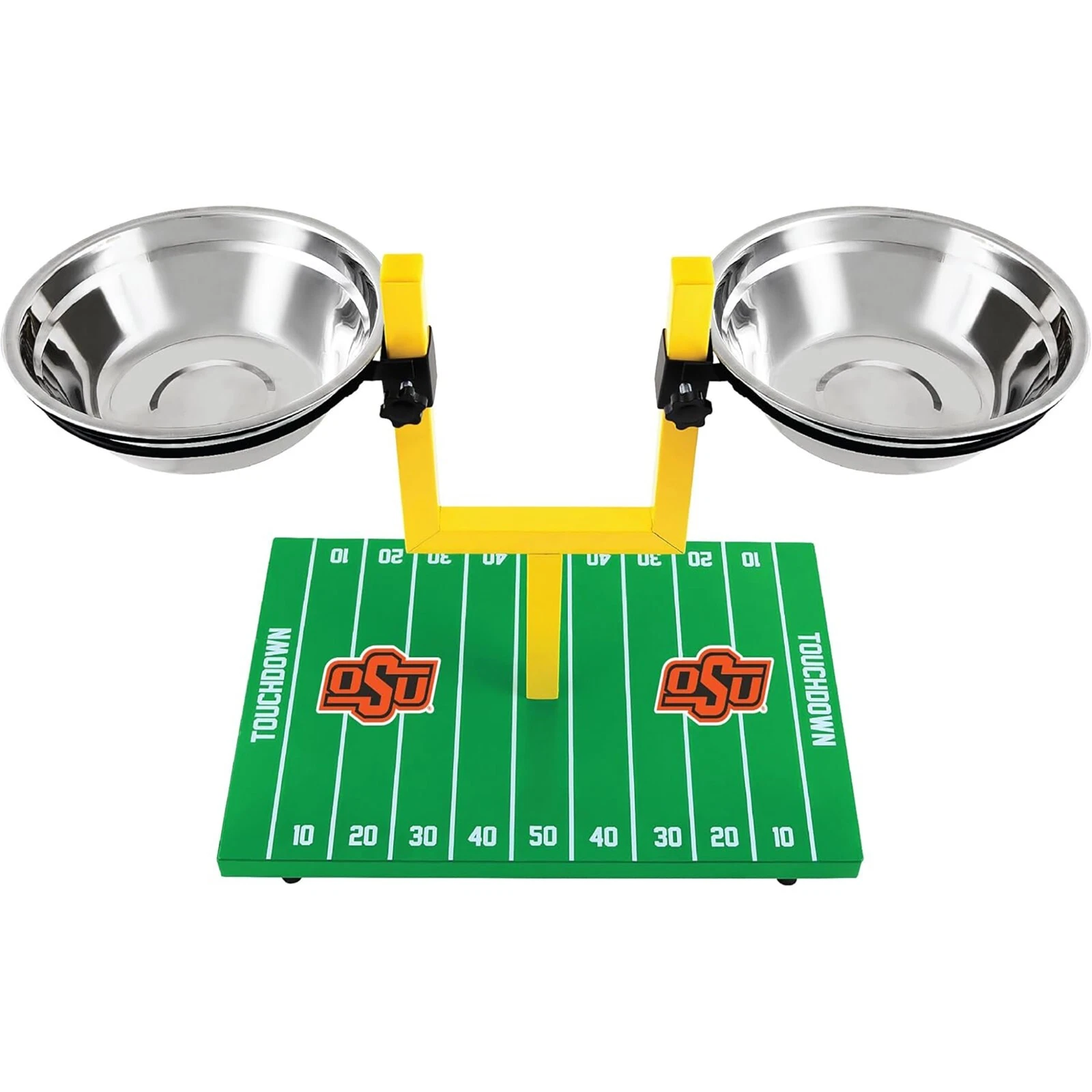 Pets First NCAA Football Goalpost Elevated Dog Feeder Stainless Steel Bowl