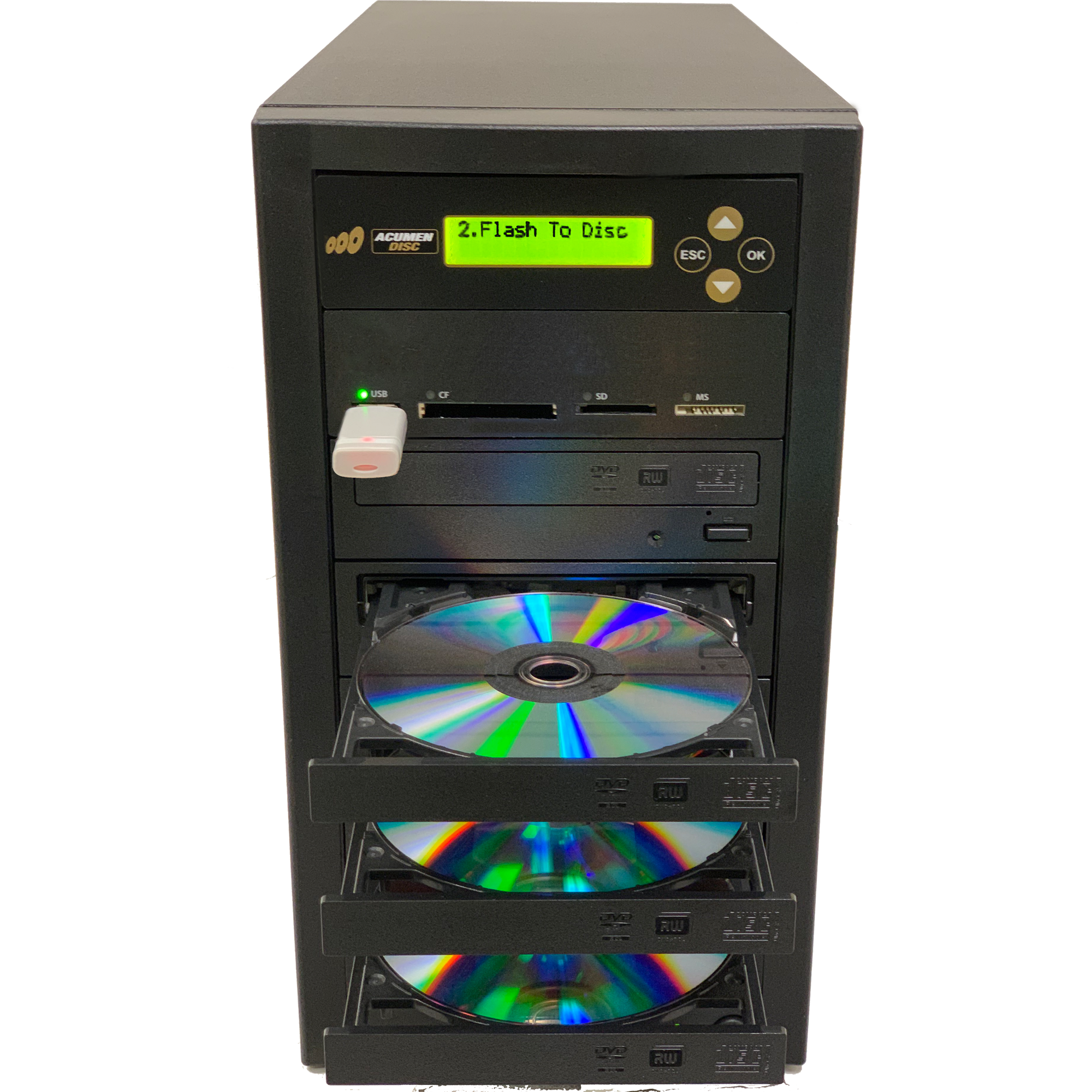 Acumen Disc 1 to 2 Flash Media (CF / SD / USB / MMS) to Multiple (DVD/CD) Discs Copier Duplicator Tower System - image 2 of 7