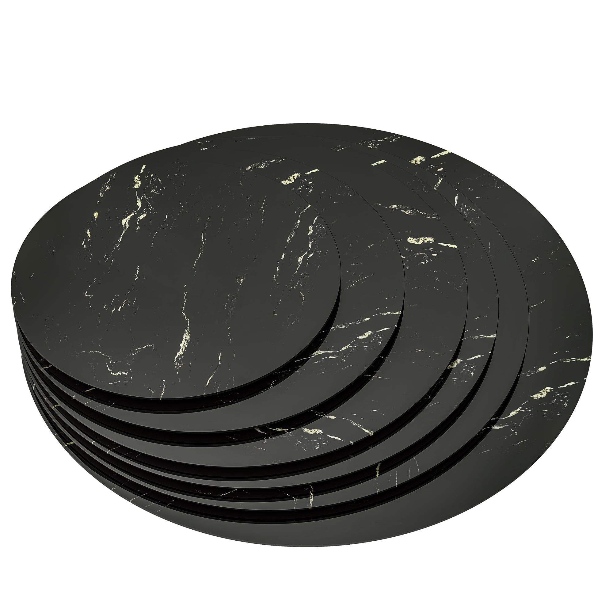 Round Glass Table Top, 32 Inch Marble Pattern Tempered Glass Replacement Desktop for Indoor Outdoor Patio Home Furniture, Black
