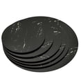 30-Inch Round Tempered Glass Table Top with Marble Design, Black ...