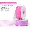 thumbnail image 2 of Cinta de organza Mlurcu, 2,54 cm x 137,16 m, 6 rollos, color rosa para boda, 2 of 7