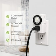 BN-LINK Indoor 24-Hour Mechanical Outlet Timer, 3 Prong, 2-Pack
