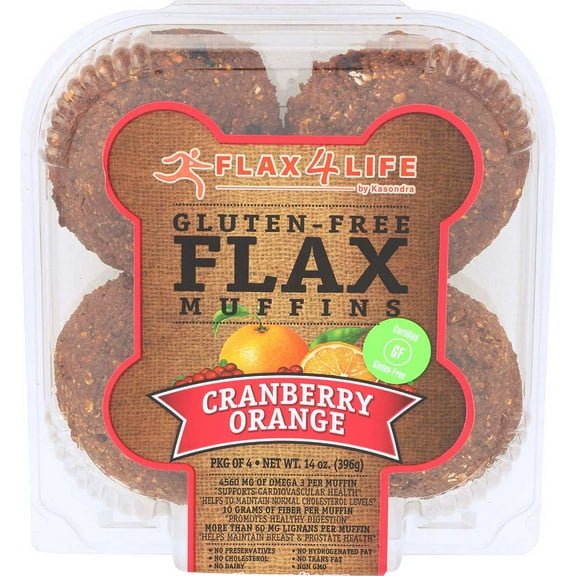 Flax4life Gluten-Free Cranberry Orange Flax Muffin, 14 Ounce -- 6 per case.