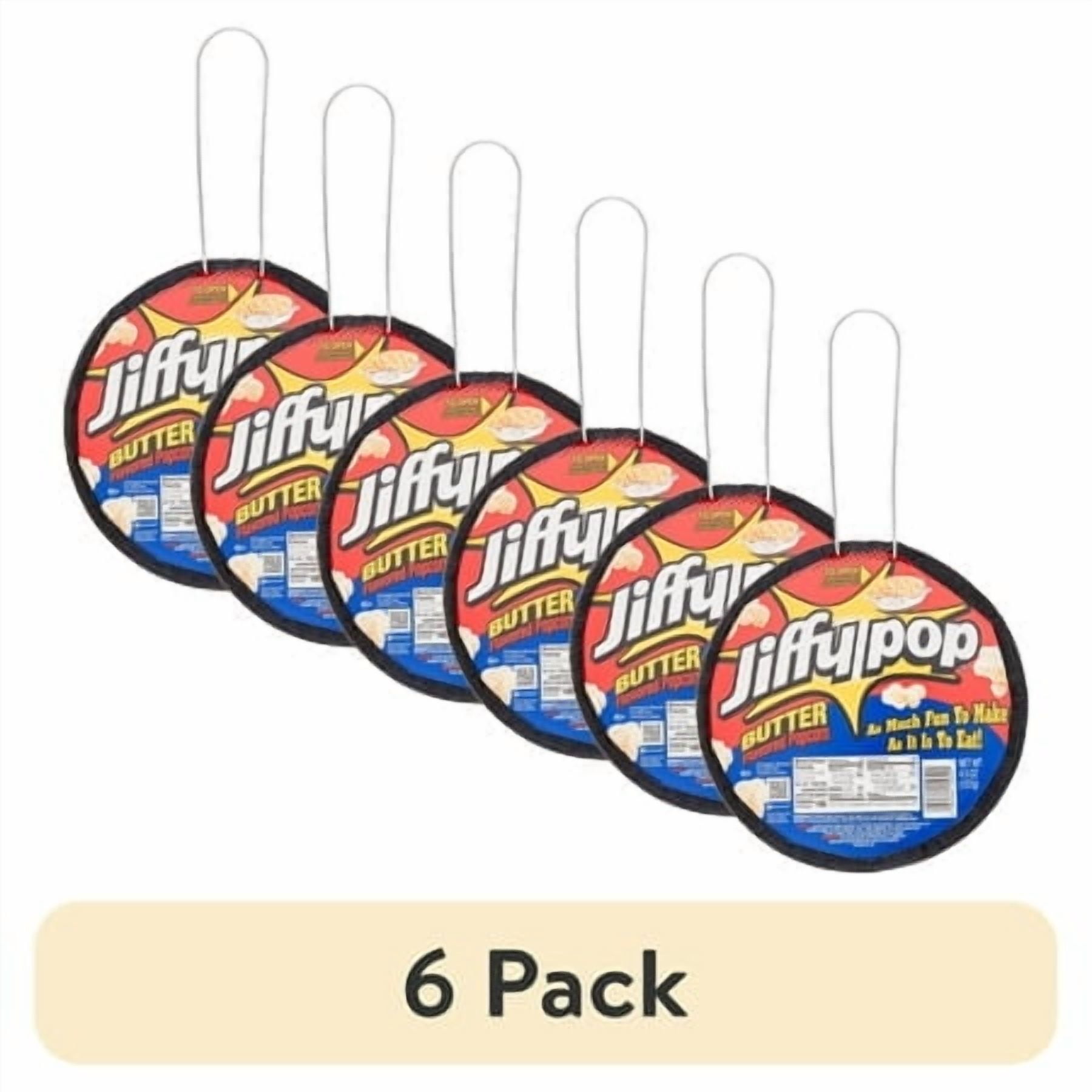(6 pack) JIFFY POP Butter Flavored Popcorn, Stovetop Popping Pan, 4.5 oz.