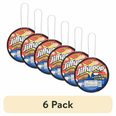 (6 pack) JIFFY POP Butter Flavored Popcorn, Stovetop Popping Pan, 4.5 oz.