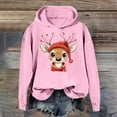 thumbnail image 2 of Fiaer Christmas Hoodie for Women Cute Reindeer Graphic Hooded Sweatshirts Long Sleeve Plus Size Fashion Comfort Tops Pink XL, 2 of 4