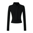 thumbnail image 5 of AINIYS Women's Tie Neck Long Sleeve Slim Tops Elegant Basic Layering Office Casual Daily Wear Blouse Black M, 5 of 7