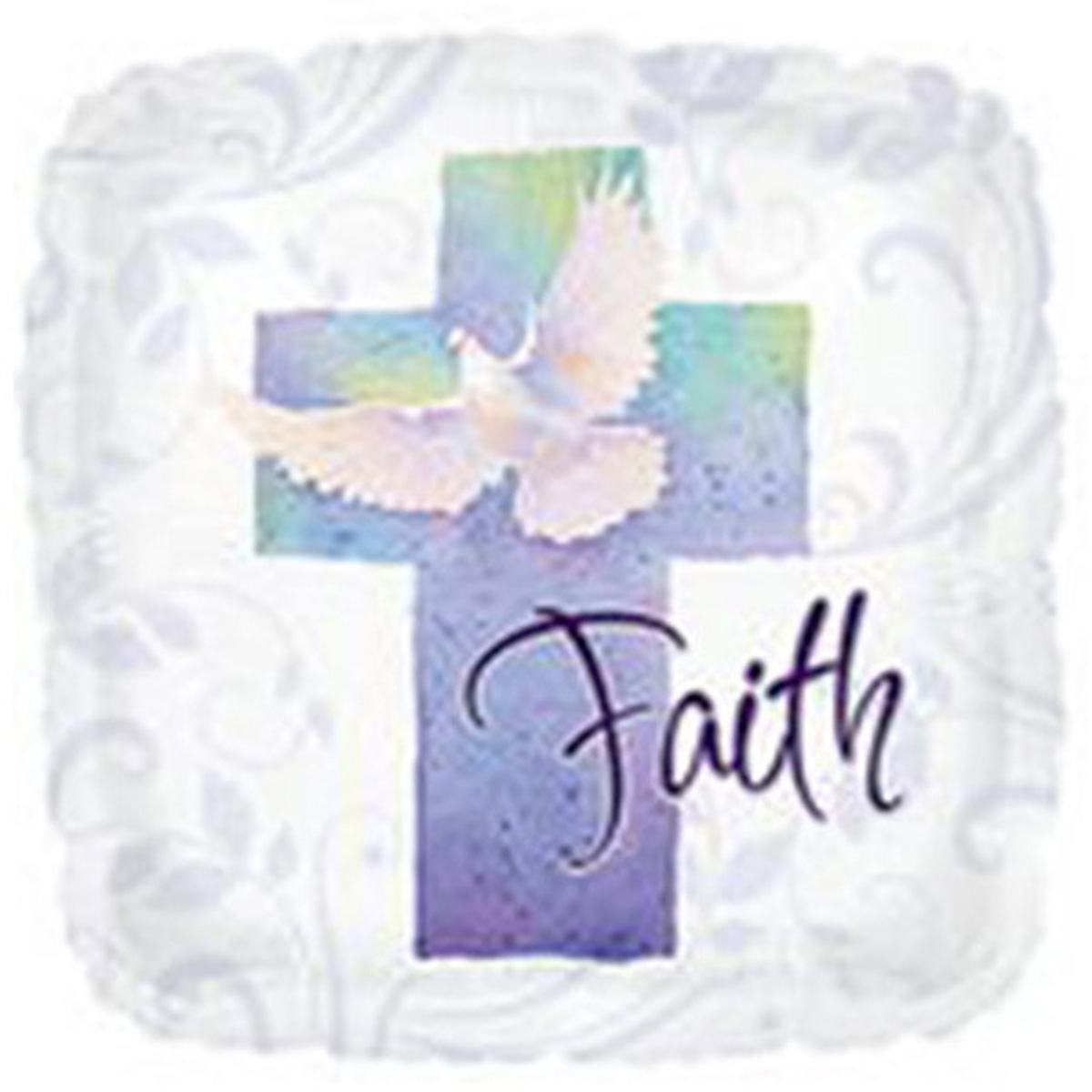 18" Cross and Dove " Faith " Theme Foil / Mylar Balloon For Baptism Or