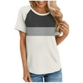 thumbnail image 2 of CHGBMOK Women's T Shirts Short Sleeve Color Block/Solid Tops Casual Summer Tees, 2 of 5