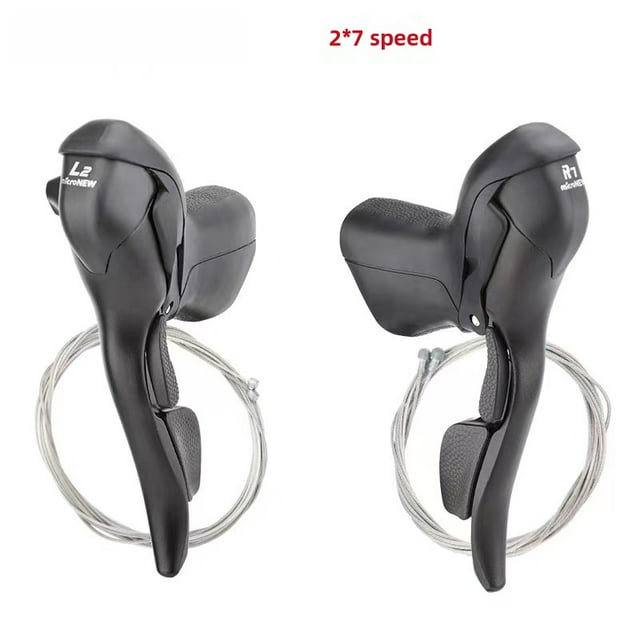 microNEW Ensemble de Levier de Vitesses à Double Commande pour Vélo de Route : Levier de Frein Intégré R7 Vitesse 2x7, Changement de Vitesse Précis pour Terrains Plats/collines, Conception Durable et Compacte avec Noyau de Câble Inclus, Installation Facile