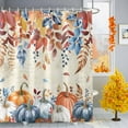 thumbnail image 2 of Shower Curtains for Bathroom-72"x78",Thanksgiving Orange Pumpkin Fall Leaves Waterproof Bath Curtain Shower Curtain Set, 2 of 7