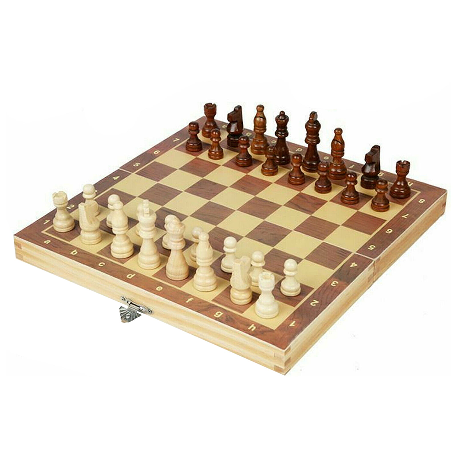 New Large Chess Wooden Set Folding Chessboard Magnetic Pieces Board Wood V9R6 
