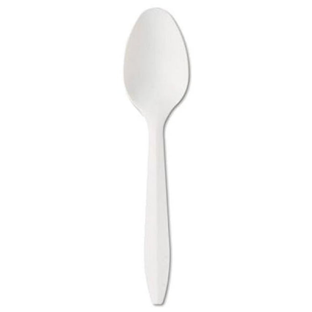 NPPC 406014-L1003 PEC White Medweight Polypropylene Bulk Teaspoon - Pack of 1000