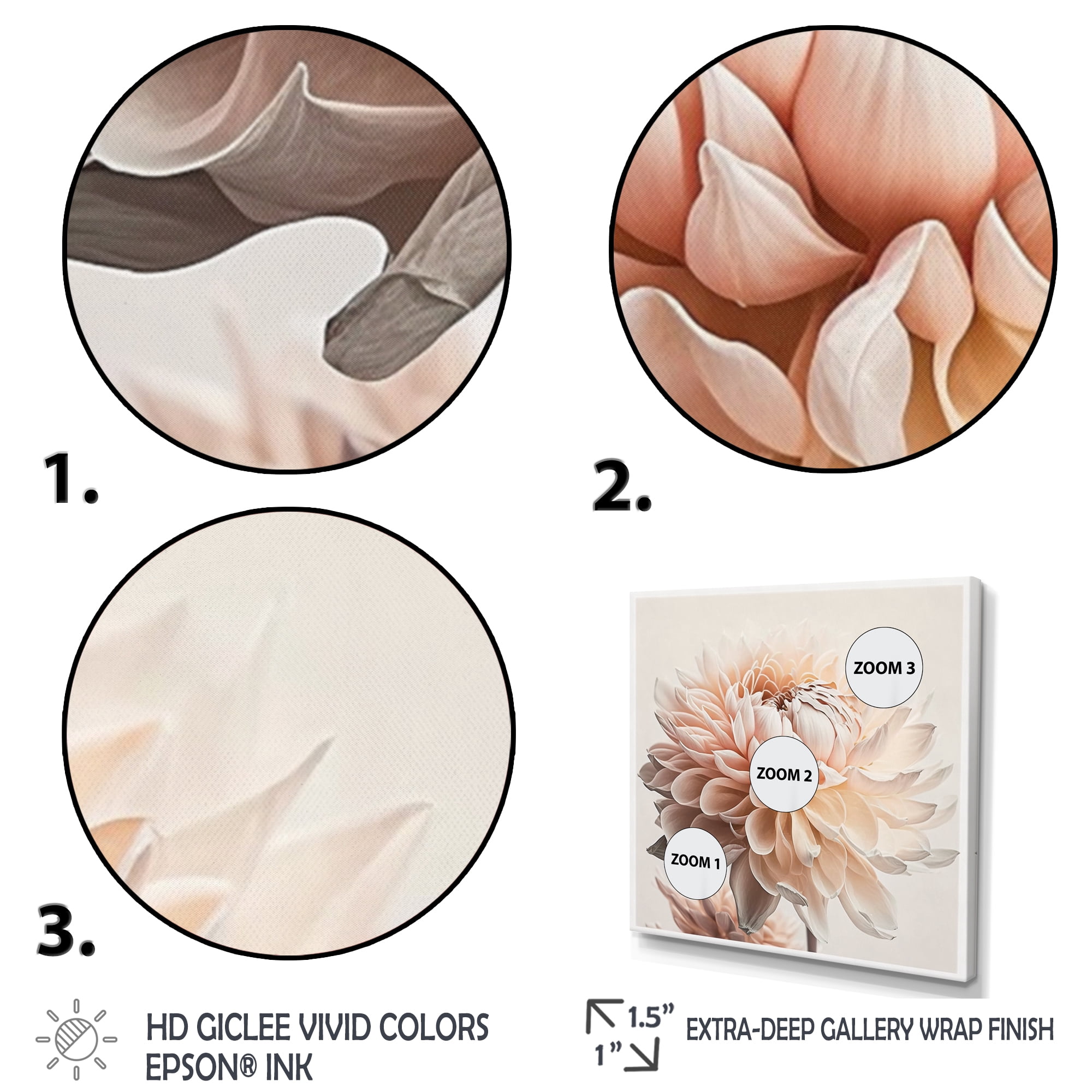Designart White Dahlia Flowers I Canvas Wall Art